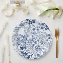 Prato De Papel Toile-De-Jouy Padrão Francês Vintage Casamento 