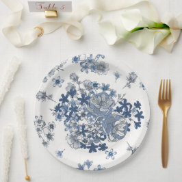Prato De Papel Toile-De-Jouy Padrão Francês Vintage Casamento 