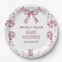 Toile De Jouy Rosa Urso Retro Brinquedos Chá de Be