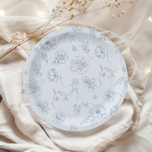 Prato De Papel Toile de Jouy Something Blue Floral noiva