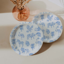 Prato De Papel Toile De Jouy White E Blue Safari