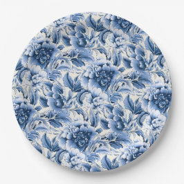 Prato De Papel Toile francesa & toile de Jouy. Azul.