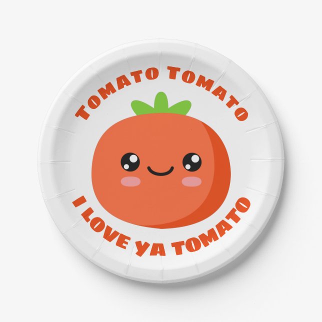 Prato De Papel Tomato de tomate eu te amo Tomato (Frente)