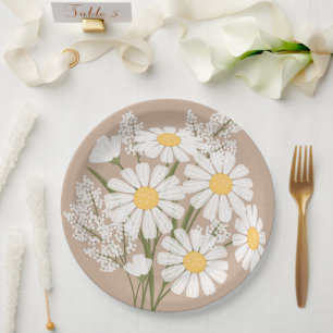 Prato De Papel Torneiras Brancas Elegantes em Beige
