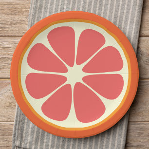 Prato De Papel Torrado de Toranja de Verão Citrino Fatia Cozinha