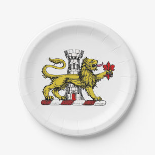 Prato De Papel Torre do Leão Emblema Flor de Lis Crista C