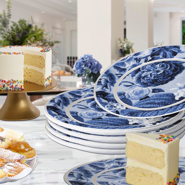 Prato De Papel Torre Floral Azul Periwinkle No.1 (Criador carregado)