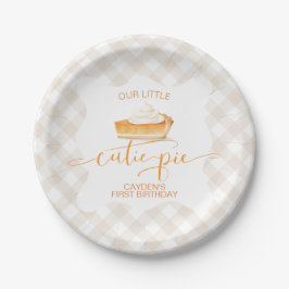 Prato De Papel Torta de abóbora Cutie Pie xadrez de outono Primei