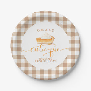 Prato De Papel Torta de abóbora Cutie Pie xadrez de outono Primei