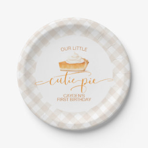 Prato De Papel Torta de abóbora Cutie Pie xadrez de outono Primei