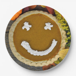 Prato De Papel Torta de Abóbora do Dia de Ação de Graças Feliz
