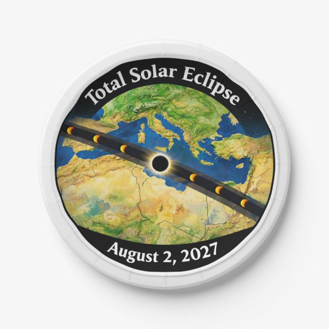 Prato De Papel Total Solar Eclipse 2027 Map (Frente)