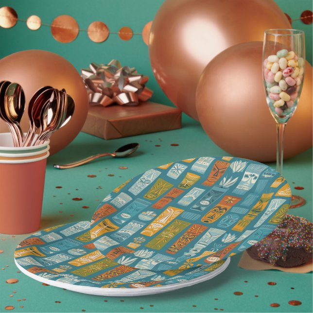Prato De Papel Totens Tiki Retro (Múltiplo)
