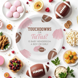 Prato De Papel Touchdowns ou Tutus Revelação de Gênero