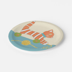 Prato De Papel Toy Cat com Ball of String