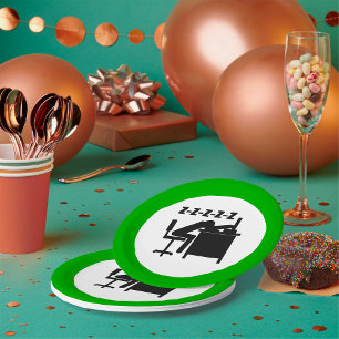 Prato De Papel Trabalhador Engraçado Dormindo na Mesa