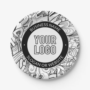 Prato De Papel Trabalho de arte de linha moderna e seu logotipo c