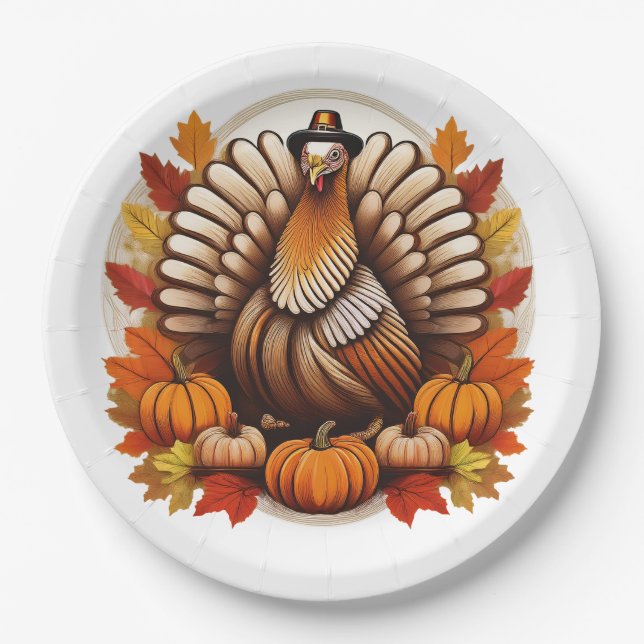 Prato De Papel Traditional Thanksgiving Design (Frente)
