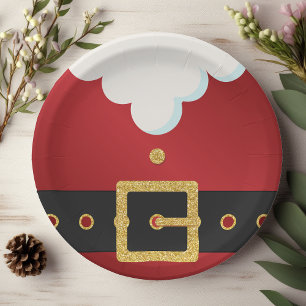 Prato De Papel Traje de Papai Noel Barriga Natal