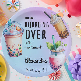 Prato De Papel Transbordando de excitação chá bobba aniversário