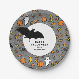 Prato De Papel Tratamento Personalizado de Halloween