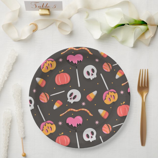 Prato De Papel Tratamentos de Halloween (Casamento)
