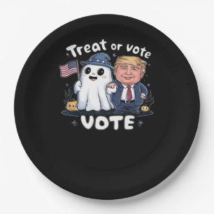 Prato De Papel Tratar Ou Votar, Trumpkin Louco, Gráfico De Hallow