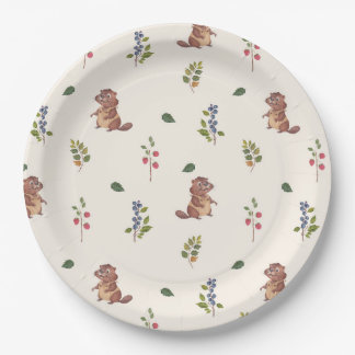 Prato De Papel Travesseiro decorativo Adorable Beaver and Forest