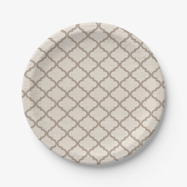 Prato De Papel Treliça Marroquina Osso/Bege 7" (Frente)