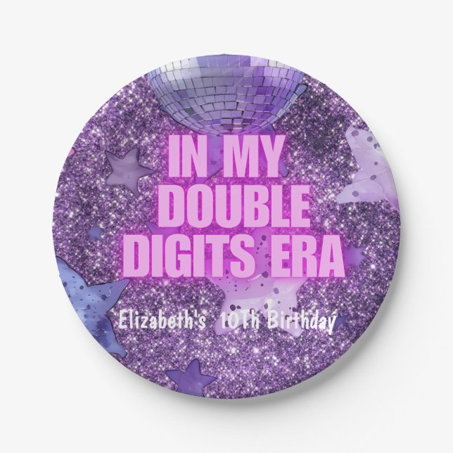 Prato De Papel Trendência Roxa Em Minha Era De Dígitos Duplos Ani (Frente)