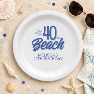 Prato De Papel Trendy Mão Desenhada 40 É Um Aniversário De Praia
