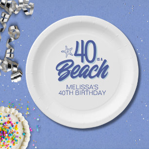 Prato De Papel Trendy Mão Desenhada 40 É Um Aniversário De Praia