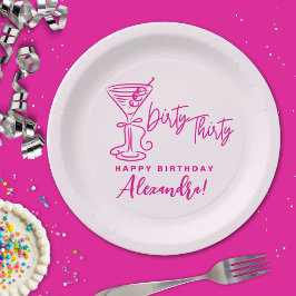 Prato De Papel Trendy Pink Dirty Thirty 30th Birthday