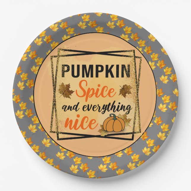 Prato De Papel Trendy Pumpkin Spice Elegante (Frente)