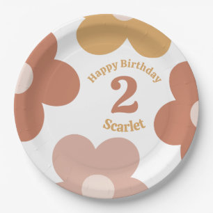 Prato De Papel Trendy Retro Daisies Girl Aniversário