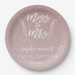 Prato De Papel Trendy Rosa Dourada Senhorita Para Sra. Chá de pan