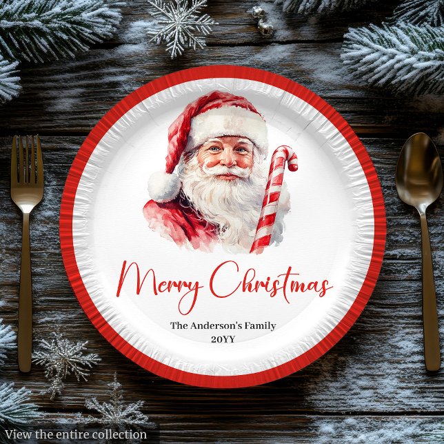 Prato De Papel Trendy Santa Claus Modern Warmish Holiday Plates (Trendy Santa Claus Modern Warmish Holiday Plate)