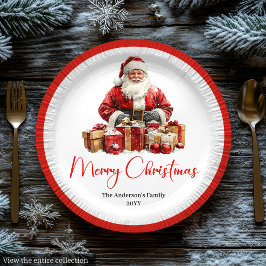 Prato De Papel Trendy Santa Claus Stylish Warmish Holiday Plate