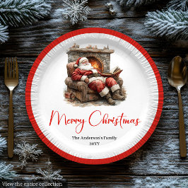 Prato De Papel Trendy Santa Claus Watercolor Holiday Tableware