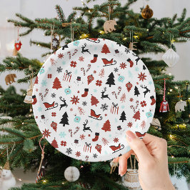 Prato De Papel Trenó de Rena Santa Árvores de Natal