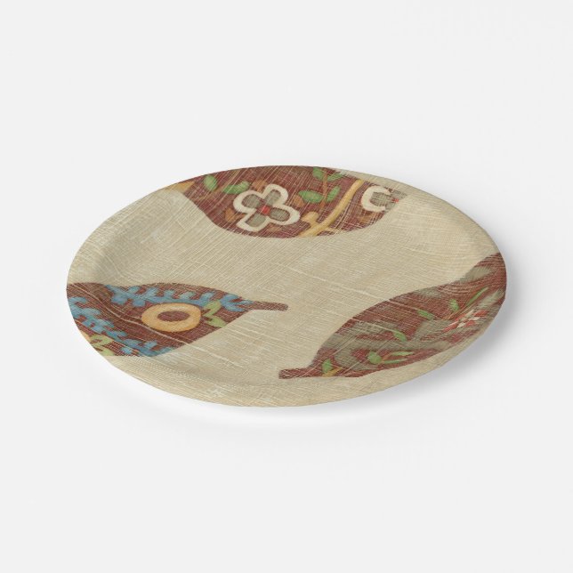 Prato De Papel Três Folhas no Fundo de Textura Linen (Inclinado)