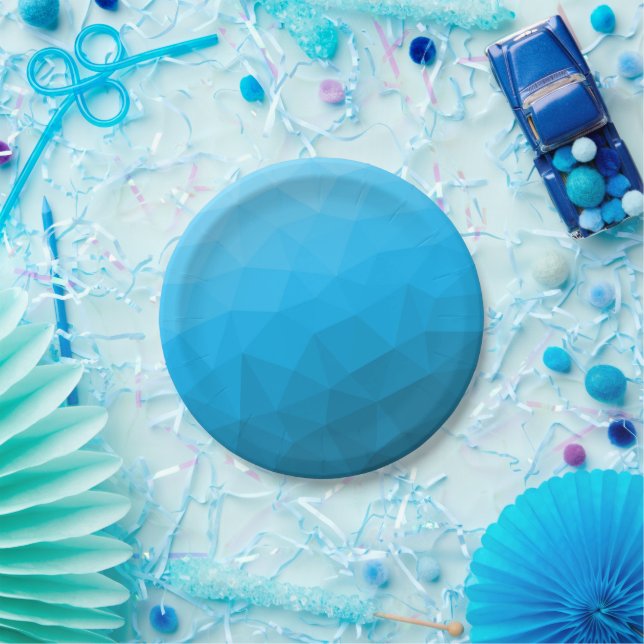 Prato De Papel Triângulo do padrão geométrico do gradiente ciano  (Festa)