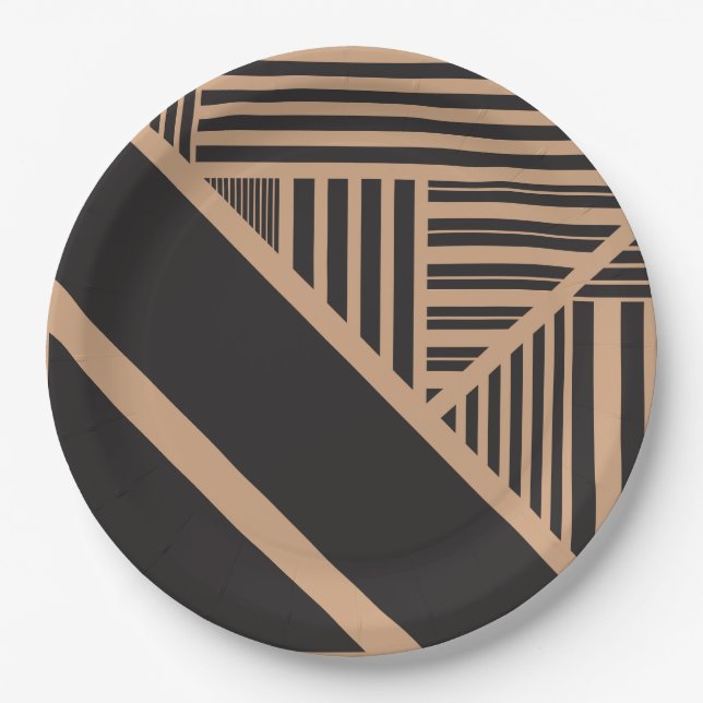 Prato De Papel Triângulo Stripes em Tom e Preto (Frente)