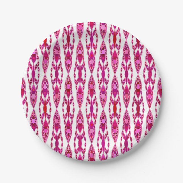 Prato De Papel Tribal Batik - Burqundy e Fuchsia Rosa (Frente)