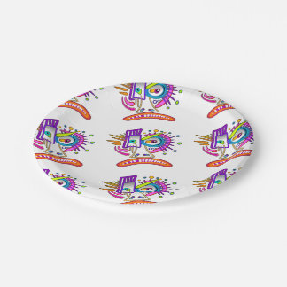 PRATO DE PAPEL TRIBAL FROWNIE EMOJI MEEMOGIE