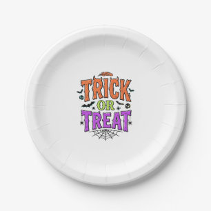 Prato De Papel Trick Halloween Tratamento Engraçado Teia de Aranh