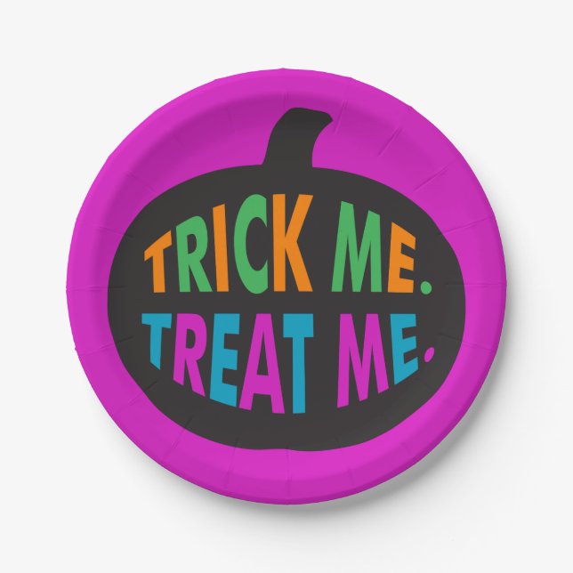 Prato De Papel Trick Me Tratar, Halloween Multi-Color (Frente)