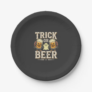 Prato De Papel Trick or Beer Design de Cerveja de Halloween_1