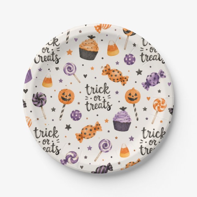 Prato De Papel Trick or Treat Sweets (Frente)