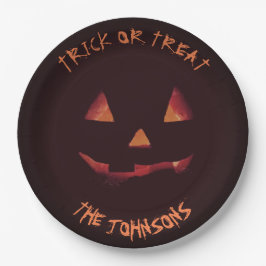Prato De Papel Trick ou trate a festa do Pumpkin Halloween seu no